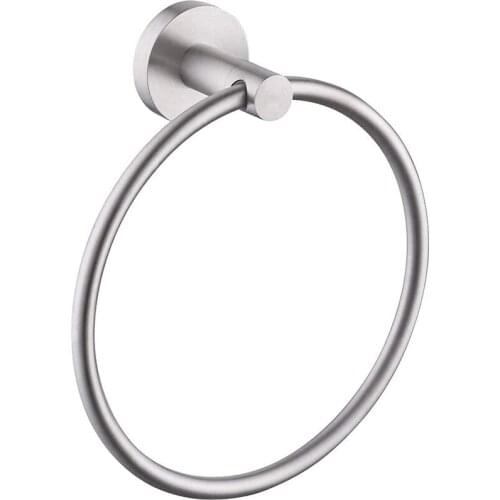 New 1 pc Brushed Finish Stainless Steel Bathroom Towel Holder Wall-Mounted Round Towel Rings ,Towel Rack