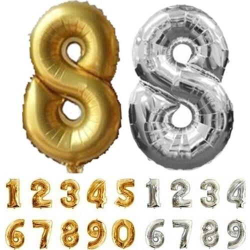 New 50pcs Balloon Helium High Quality Silver/gold Number 0~9 Foil Balloon Wedding Party Birthday Decoration Helium Supplies
