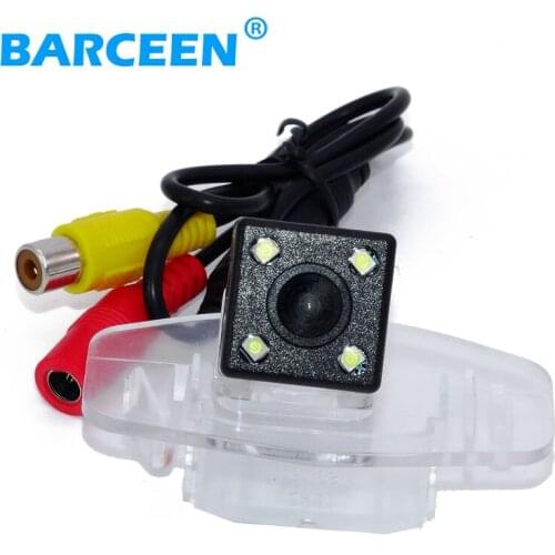 Plastic shell material rainproof car rear reversing camera bring 4 led hd ccd night vision +parking line for Hyundai Accord
