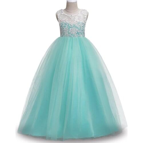 4-14yrs Girls Dress lace chiffon Wedding Party dress,Teenager birthday princess Dress lace gauze Dress multi-color