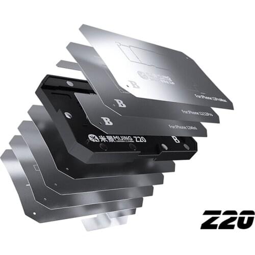 MiJing Z20 10 IN 1 BGA Reballing Stencil Platform Fixture For iPhone X -12promax Motherboard Middle Frame Planting Tin