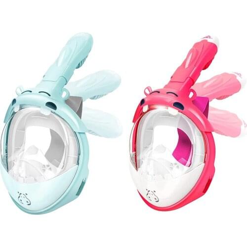 Snorkel Full Face Shield Children Swimming Breathing System Portable Snorkeling Face Protector, Red