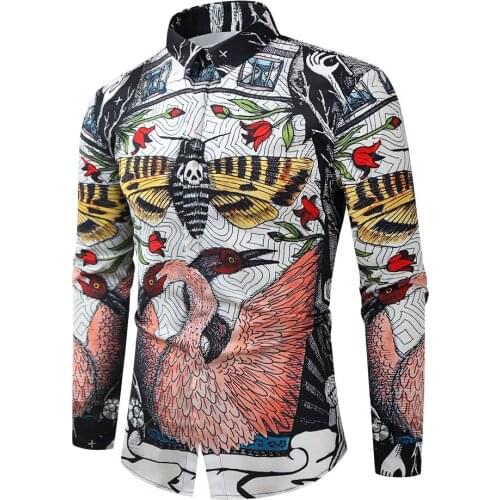 Casual Blouse Homme Baroque Banquet Shirt Paisley Men Shirt Luxury Korean Mens Long Sleeve Print Shirts Men Slim Fit