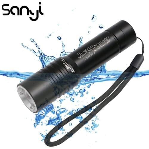 SANYI Professional Diving Flashlight XML-T6 LED Dive Flash Light Lamp Underwater 50m Waterproof Diving Torch Lamp Zoomable