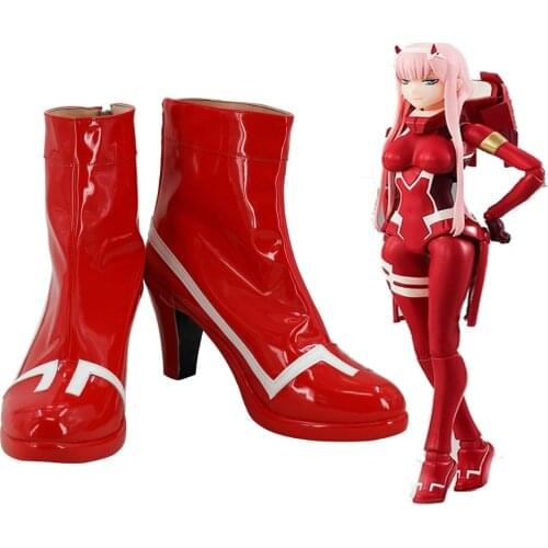 Darling in the Franxx Zero Two Code 002 Cosplay Boots Red Shoes High Heel Custom Made Any Size