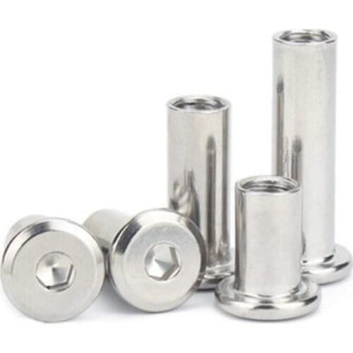 21pcs M4 Splint Nuts Chamfered Hexagon Socket Furniture Butt Joint T-Nut 5mm Outer Diameter 6mm-15mm Length 304 Stainless Steel