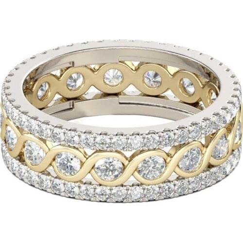 Three Rows Hollow Wedding Rings Pretty Simple Engagement Fashion Jewelry for Men Women White Cubic Zirconia Popular Ring