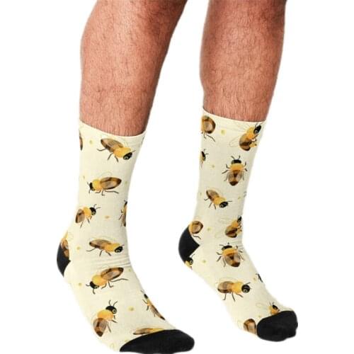 2021 Funny Men Socks graffiti fun Socks Honey bees Sloth Floral Happy Floral Socks hip hop Unisex Socks art Novelty Winter