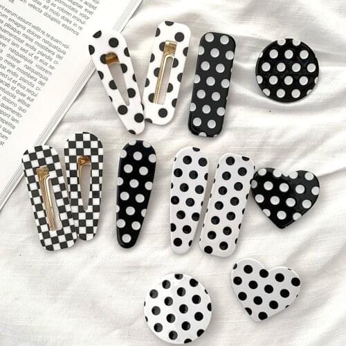 Chic style retro French hairpin wild polka dot acrylic bangs clip side clip hair Korean headdress