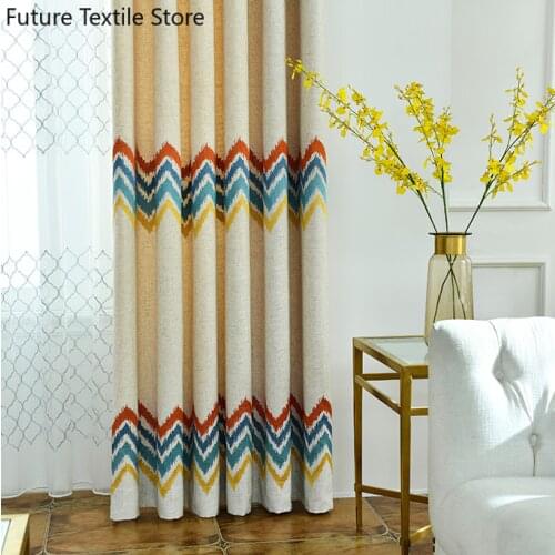 Cotton Linen Embroidered Curtains Chinese Style Living Room Bedroom Semi-shading Curtain Stitching Craft Decorative Curtains