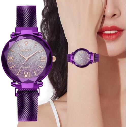 Women Gradient Roma Dial Watch Luxury Ladies Magnet Buckle Mesh Quartz Watch Clock Relogio Feminino