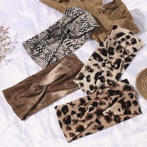 Women Headbands Turban Bandanas Leopard Cross Hair Bands Headwrap Female Soft Hair Accessories Autumn Headwear