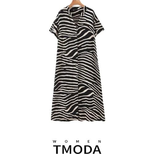 TMODA 2021 Za Summer Dress Women Ins Blogger High Street Short Sleeve Print Sexy De Fiesta De Noche Vestidos Party Dress