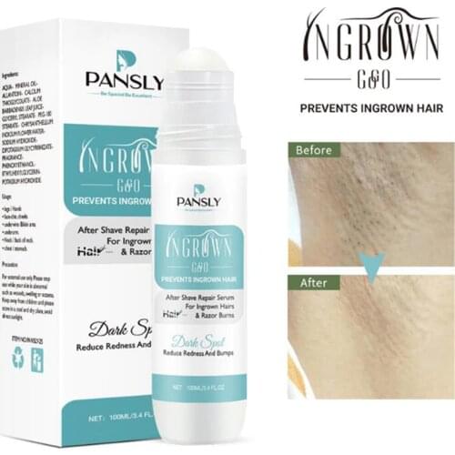 100ML Pansly Ingrown Hair Serum Smoothing Skin Reduce Dark Spots, Redness Razor Burns Solution After Shave Razor Bump Stopper