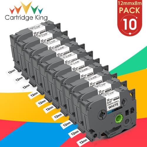 10PK 12mm TZ White Tape TZ-FX231 TZFX231 Flexible ID Wire Cable Label Cassette Ribbon Compatible for Brother P-touch Label Maker