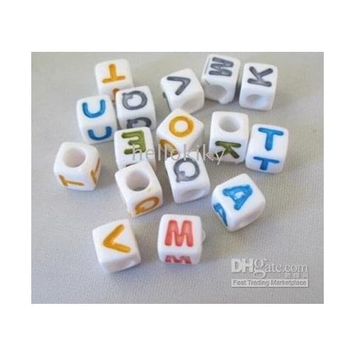 1800PCS Mixed colours of cube alphabet letter beads 7mm