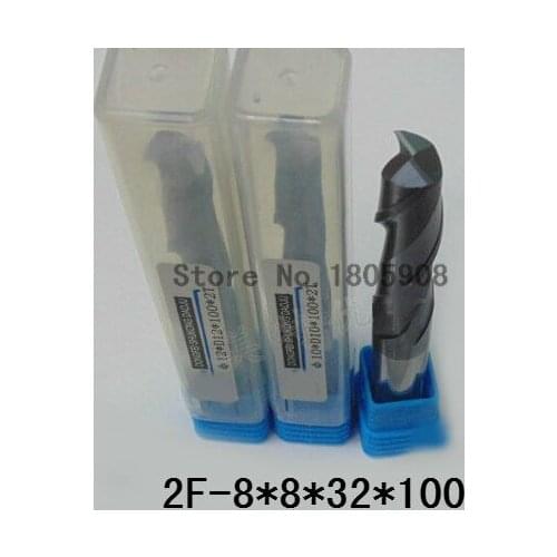 2F-8*8*32*100, 2 Flute Long Solid Carbide End Mill ALTiN Coat, Milling Cutter, CNC Lathe Tool, Router Bits for Metal Cutting
