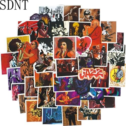 50 PCS Jazz Band Music Sticker Rock Blues Music Graffiti Cool Sticker to DIY Laptop Guitar Musical Instrument Car Decal Stickers