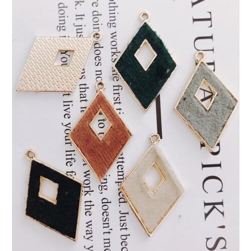 Alloy rhombus Pendant Necklace Charms DIY Material Jewelry Earring Accessories
