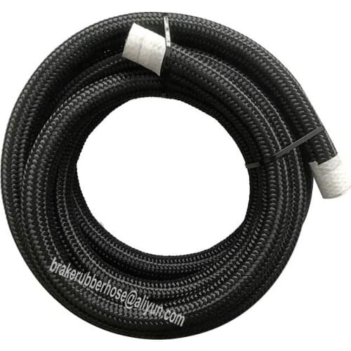 AN10 Flexible Black Nylon Stainless Steel Braided Fuel Line Hose For Automobile 1M