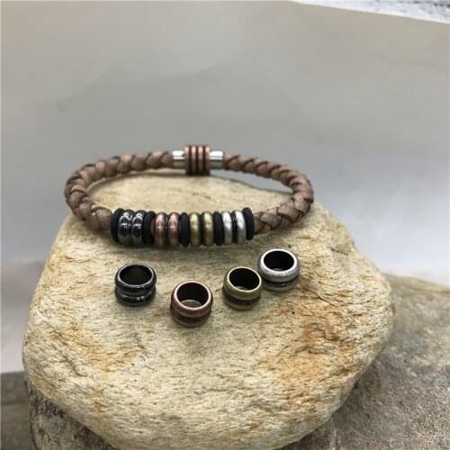 6.47mm Hole 316l Stainless Steel Retro Spacer Beads Charms For Leather Bracelet DIY Jewelry Making Wholesales