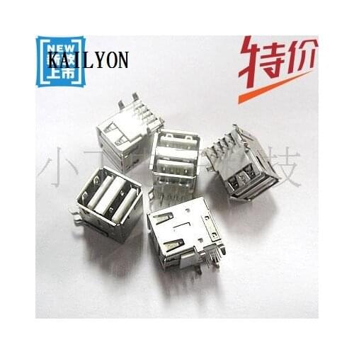 100pcs Double half a packet of USB interface base 90 degrees horizontal curved needle USB double base roll bending interface