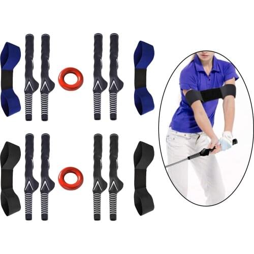 Golf Swing Rubber Grip and Arm Band Set Training Tool Posture Correction