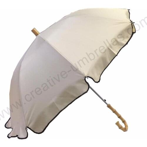 Customized mass cargo Oem Ex-factory Safe auto open anti-thunder windproof fiberglass children umbrella beige pongee kid parasol