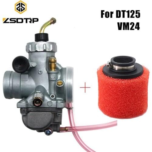 ZSDTRP 2pcs Set Carburetor+Sponge Air Filter Kit VM24 Carb DT125 Carburetor Kit For YAMAHA DT125 MIKUNI VM24 Accessories