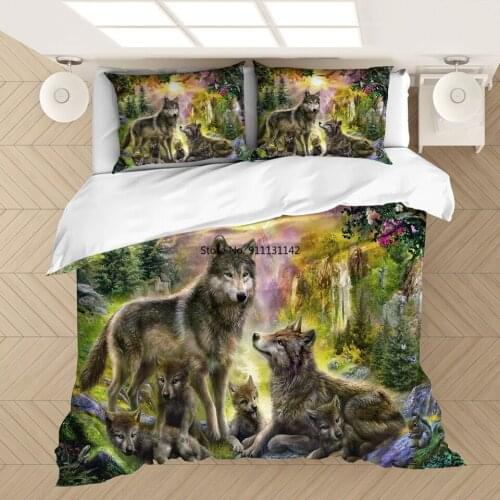 Forest Wolf 3D Printed Bedding Set Duvet Covers Pillowcases Comforter Bedding Set Bedclothes Bed Linen(NO Sheet)