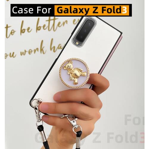 Cute Electroplated Bear Phone Case for Samsung Galaxy Z Foldl3,Galaxy Z Fold 3 Case