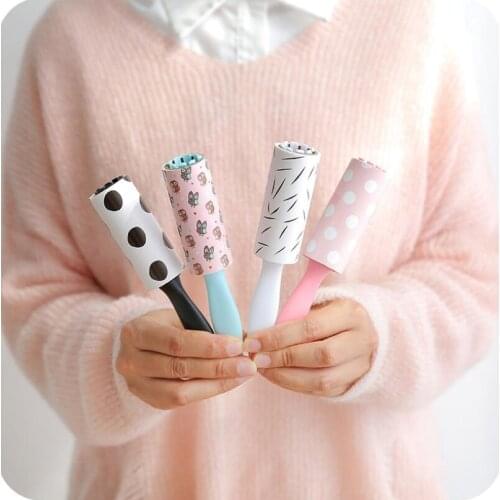 Mini lint sticking roller cute portable sticky picker pet hair remover cleaning brush roller LX6813