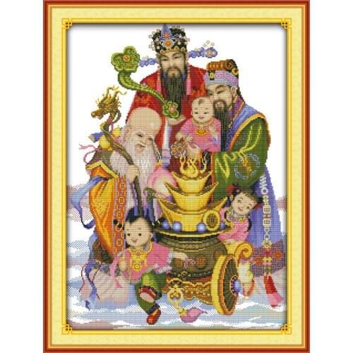 The Lucky Stars(Happiness, affluence , longevity) cross stitch kit people 18ct 14ct 11ct count print canvas stitches embroidery