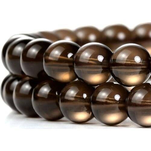 4-12mm Genuine Real Smooth Smoky Quartzs Natural Stone Beads for Jewelry Making Round Loose Strand Beads DIY Bracelet 15"