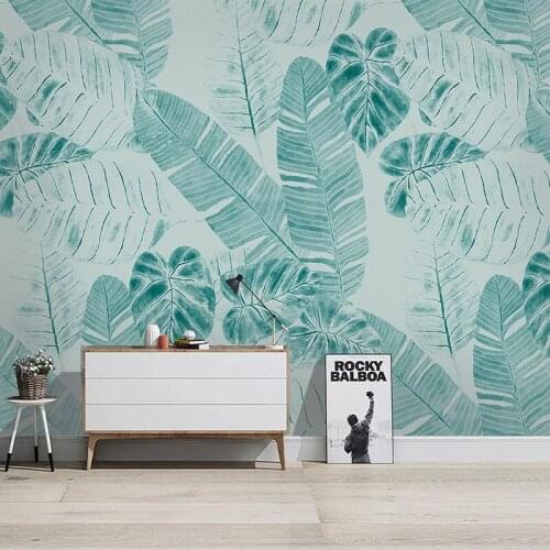 Custom 3D Photo Wallpaper Blue Watercolor Tropical Leaves Nordic Modern Study Bedroom Living Room Sofa TV Background Wall Mural