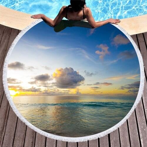 Popular summer beach towel 3D digital printing large round beach towel cushion150X150