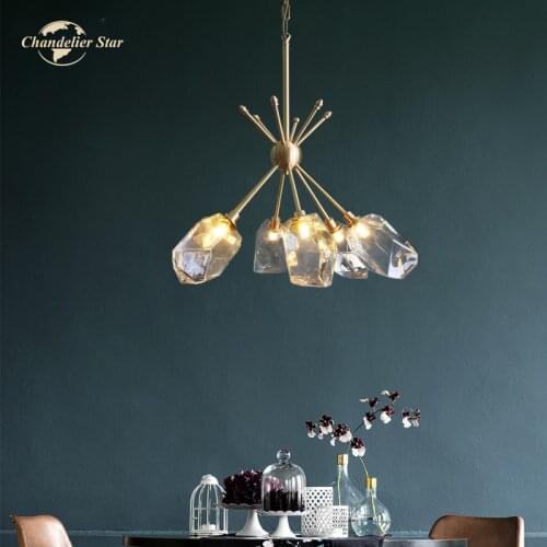 Luxury LED Chandeliers Lighting Modern Copper Crystal Flowers Pendant Hanging Lamps Bedroom Living Room Lights Fixture