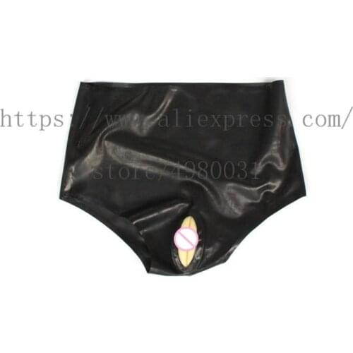 Sexy adults latex bottoms high waisted erotic latex shorts condom in solid black color