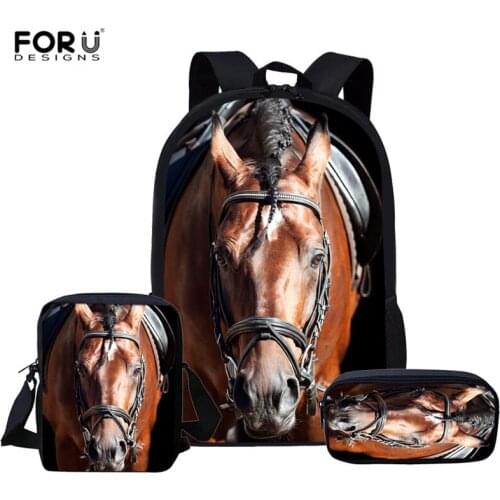 FORUDESIGNS Horse School Backpacks For Girls Children Backpack School Bags Set Mochila Escolar Kids Printing Backpack Schoolbag