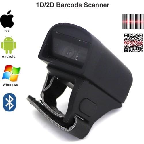1D 2D Barcode Scanner Wireless QR Bar Code Reader Finger Ring Inventory Counter Data Collector Bar Code Scanners PDF 417