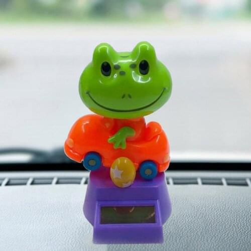 Solar Power Swinging Cute Cartoon Frog Car Interior Dashboard Ornament Gift