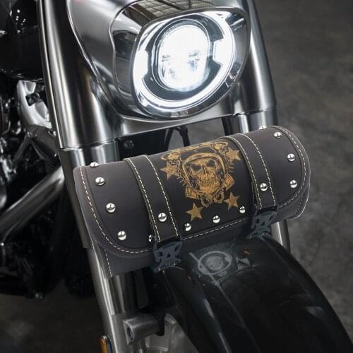 Vintage Black Brown PU Leather motorbike Side Tool Tail Bag Luggage for Harley Universal Motorcycle Saddle Bag