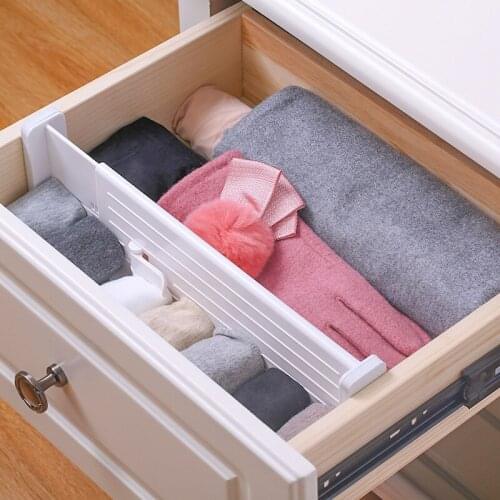 Drawer Divider Retractable Adjustable Organizer Storage Plastic Cabinet Drawer Closet Separator Divider Grid For Kitchen Bedroom