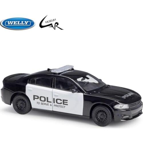 Welly 1:24 Diecast Scale Car Model Toy Collections 2016 Dodge Charger Pursuit Alloy Racing Sports Car Metal Birthday Gifts
