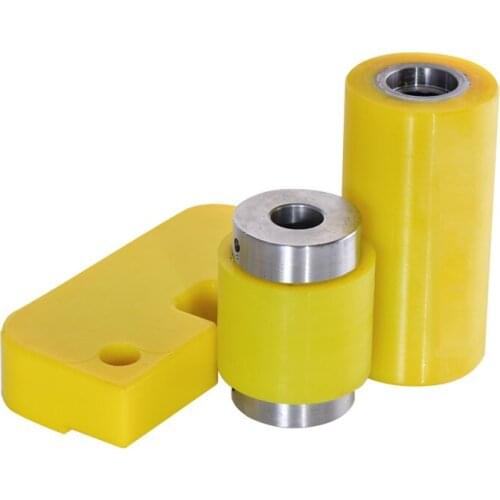 Yellow rubber roller 80mm length PU coated rubber stick coated cots block Rubber-covered drum for mask machine accessories