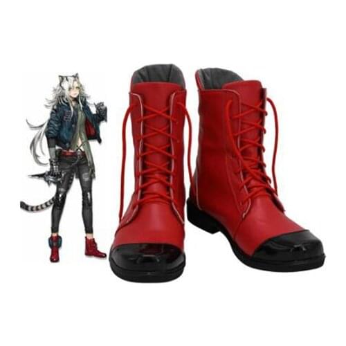 Arknights Indra Cosplay Boots Shoes Red Leather Women Shoes Costume Customized Accessories Halloween Party Shoes