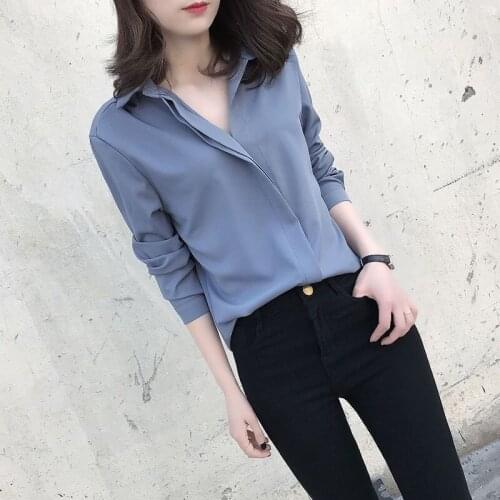 Women Spring Summer Cute Chiffon Blouses Shirts Lady Casual Peter Turn-down Collar Long Sleeve Beading Blusas Tops DD2214