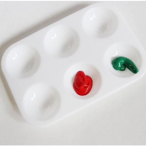 1 pcs 6 hole plastic pp material rectangular art painting palette white thickening children simple color supplies painting basic
