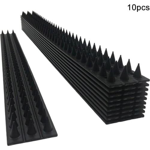 10pcs Highway Fence Wall Spikes Home Intruder Repellent Anti Bird Thorn Fencing Trichite Garden Security Deterrent Burglar Black
