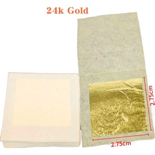 100 sheets 2.75 X 2.75cm 99.99% pure genuine gold leaf foil sheet For face Beauty and Food Decoration